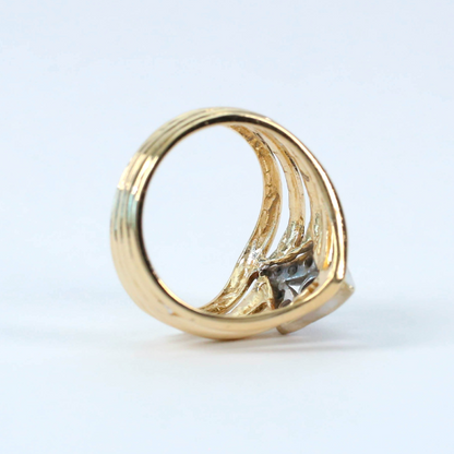 Inel Lat cu Diamante din Aur Galben 14k