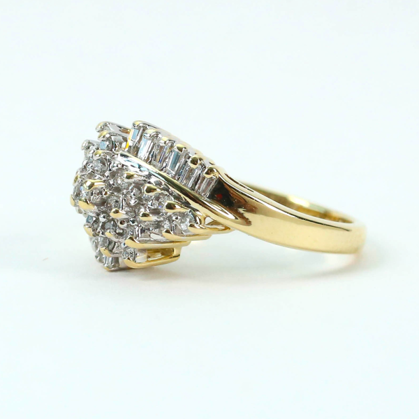 Inel de Cocktail cu Diamante din Aur Galben 14k