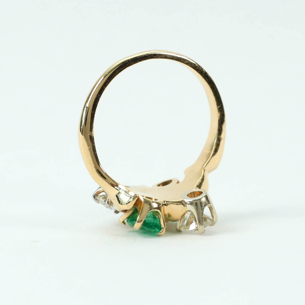 Inel cu Smarald Și Diamante din Aur Galben 14k