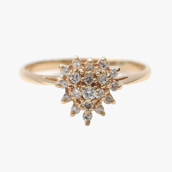 Inel de Cocktail cu Diamante din Aur Galben 14k