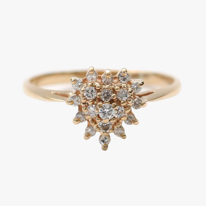 Inel de Cocktail cu Diamante din Aur Galben 14k