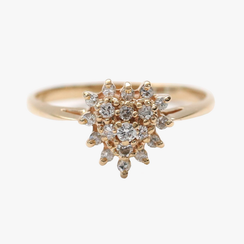 Inel de Cocktail cu Diamante din Aur Galben 14k