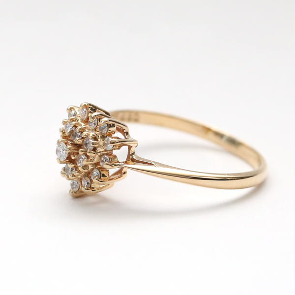 Inel de Cocktail cu Diamante din Aur Galben 14k