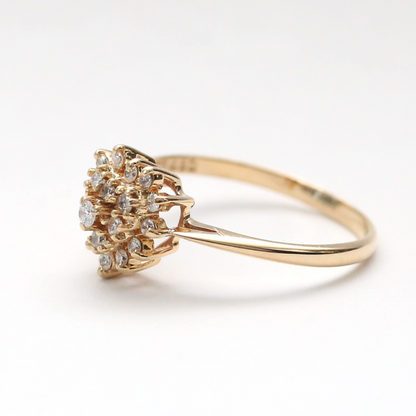 Inel de Cocktail cu Diamante din Aur Galben 14k