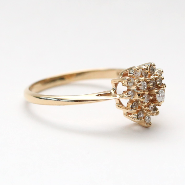 Inel de Cocktail cu Diamante din Aur Galben 14k