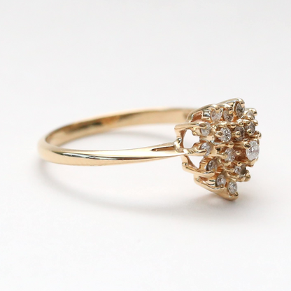 Inel de Cocktail cu Diamante din Aur Galben 14k