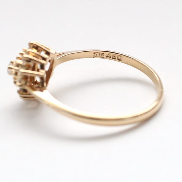 Inel de Cocktail cu Diamante din Aur Galben 14k