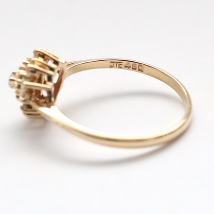 Inel de Cocktail cu Diamante din Aur Galben 14k