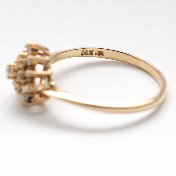 Inel de Cocktail cu Diamante din Aur Galben 14k