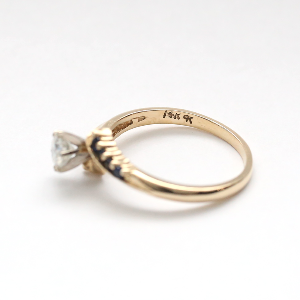 Inel cu Diamante Și Safir din Aur Galben 14k