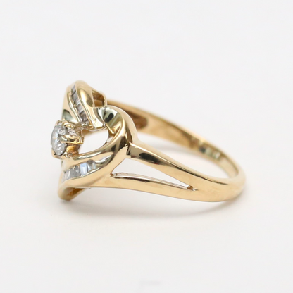 Inel Inimă cu Diamante din Aur Galben 10k