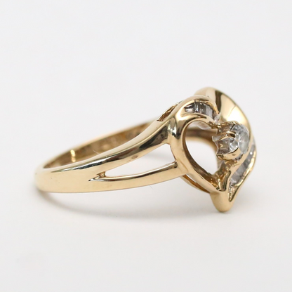 Inel Inimă cu Diamante din Aur Galben 10k