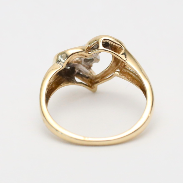 Inel Inimă cu Diamante din Aur Galben 10k