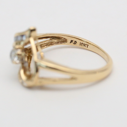 Inel Inimă cu Diamante din Aur Galben 10k