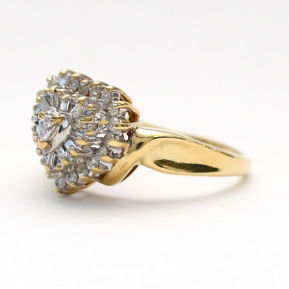 Inel Inimă cu Diamante din Aur Galben 10k