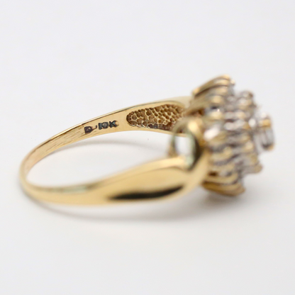 Inel Inimă cu Diamante din Aur Galben 10k