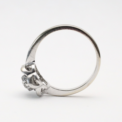 Inel Floral cu Diamante din Aur Alb 10k