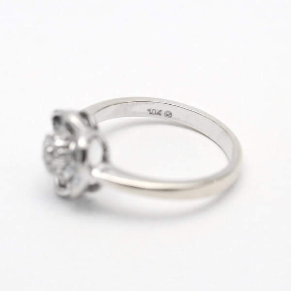 Inel Floral cu Diamante din Aur Alb 10k