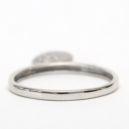 Inel Inimă cu Diamante Atârnând din Aur Alb 10k