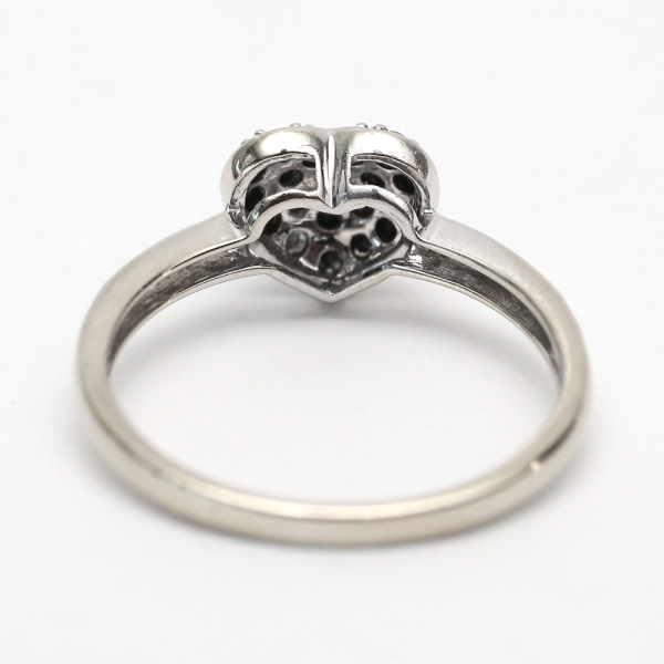 Inel Inimă cu Diamante Alb Și Negru din Aur Alb 10k