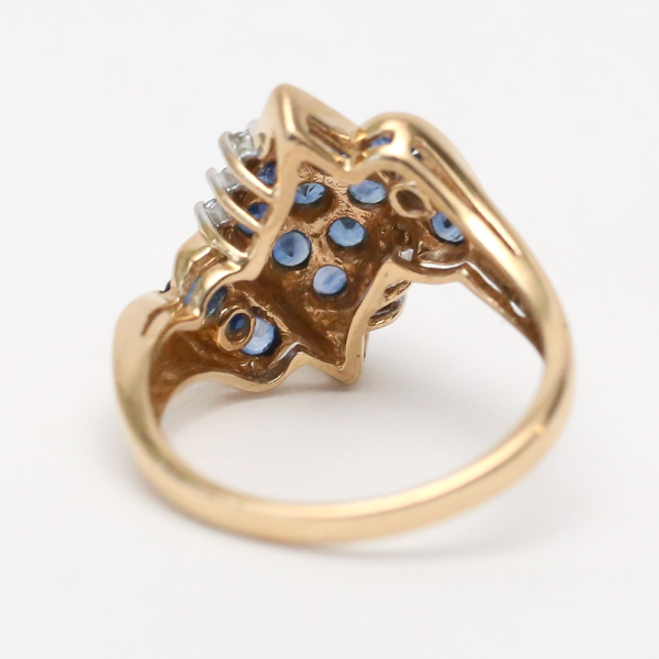 Inel cu Safir Și Diamante din Aur Galben 10k
