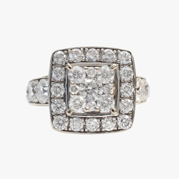 Inel cu Diamante din Aur Alb 14k