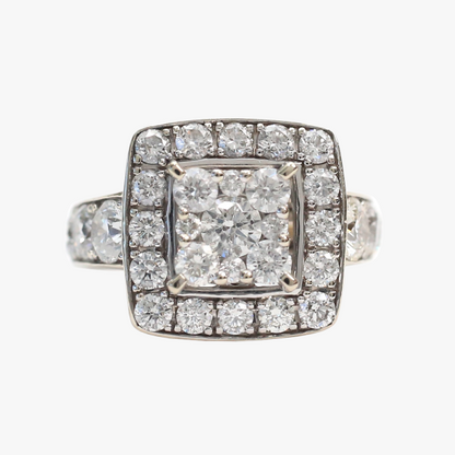 Inel cu Diamante din Aur Alb 14k