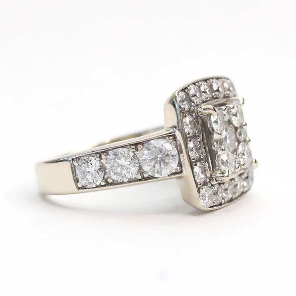 Inel cu Diamante din Aur Alb 14k