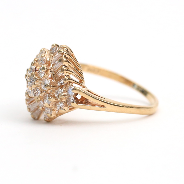 Inel Cocktail cu Diamante din Aur Galben 14k