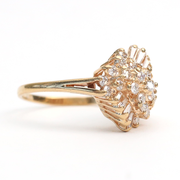 Inel Cocktail cu Diamante din Aur Galben 14k