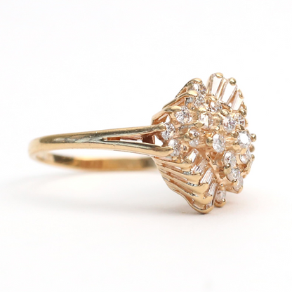 Inel Cocktail cu Diamante din Aur Galben 14k