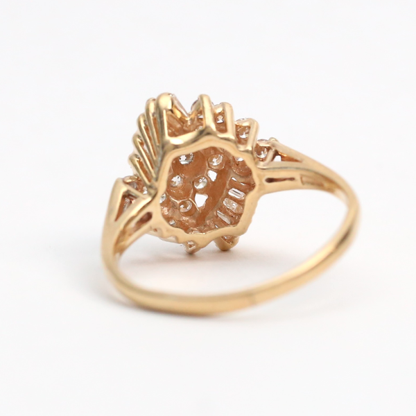 Inel Cocktail cu Diamante din Aur Galben 14k