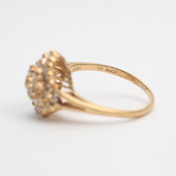 Inel Cocktail cu Diamante din Aur Galben 14k