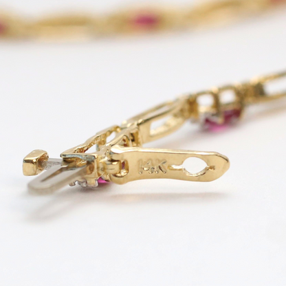 Brăţară cu Diamante Și Rubine din Aur Galben 14k