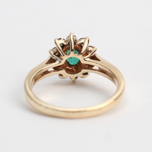 Inel cu Diamante Și Smarald din Aur Galben 14k