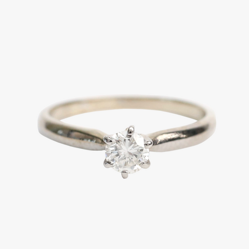 Inel Logodnă cu Diamante din Aur Alb 14k