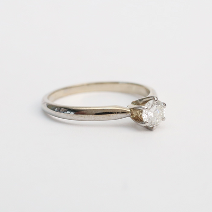 Inel Logodnă cu Diamante din Aur Alb 14k