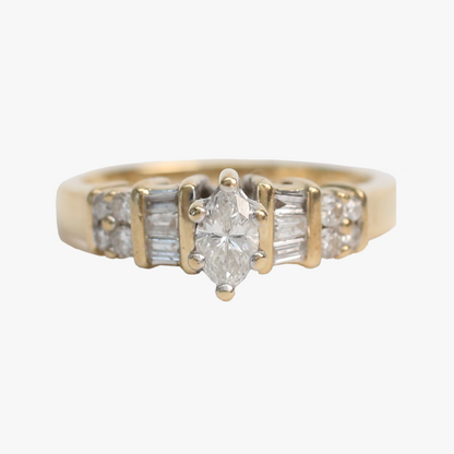 Inel Logodnă cu Diamante din Aur Galben 14k