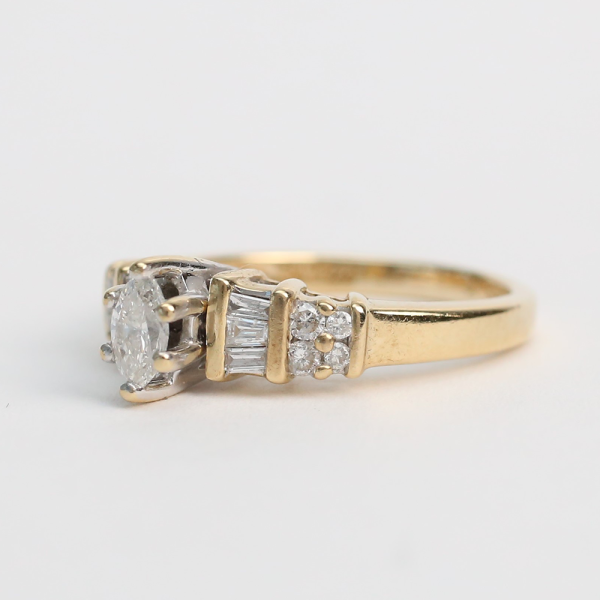 Inel Logodnă cu Diamante din Aur Galben 14k