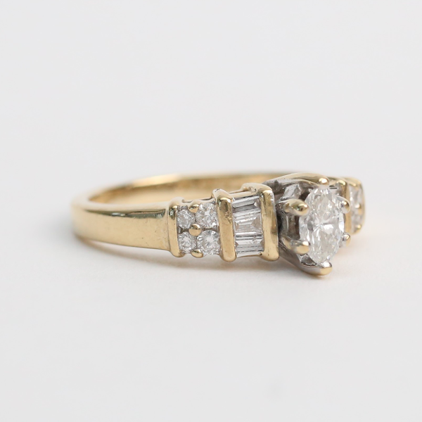 Inel Logodnă cu Diamante din Aur Galben 14k