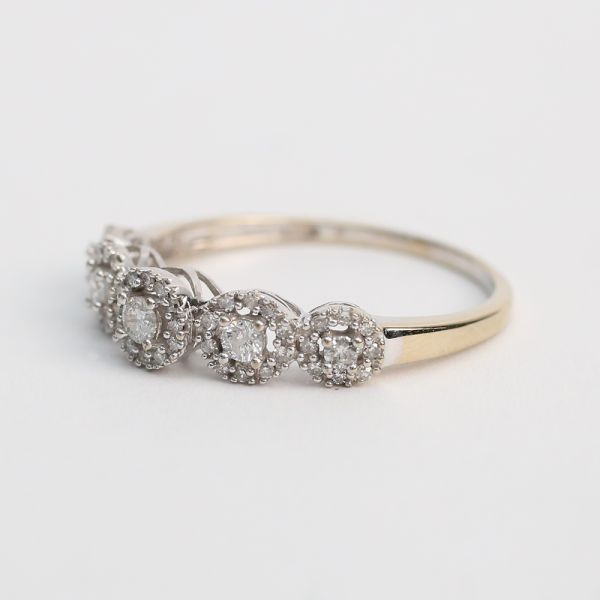 Inel Halo cu Diamante din Aur Alb 10k