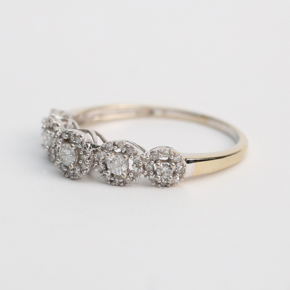 Inel Halo cu Diamante din Aur Alb 10k