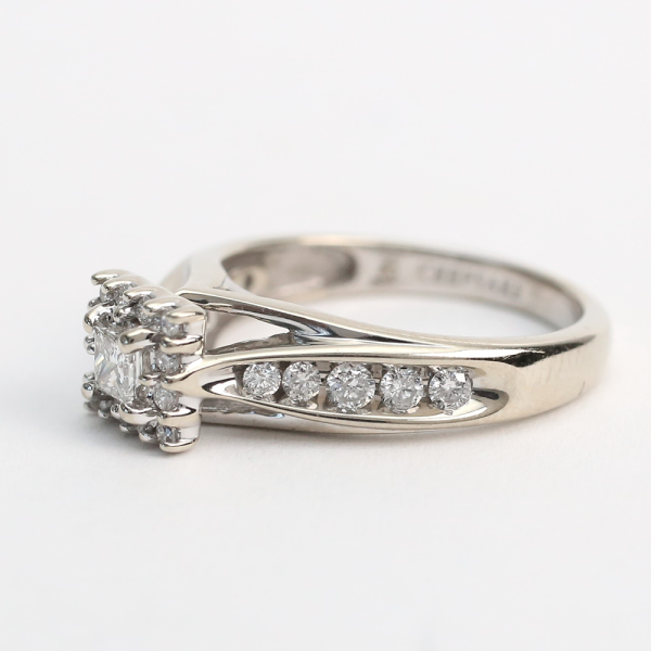 Inel Logodnă cu Diamante din Aur Alb 14k