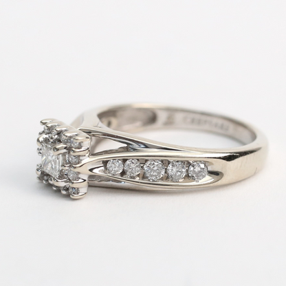 Inel Logodnă cu Diamante din Aur Alb 14k