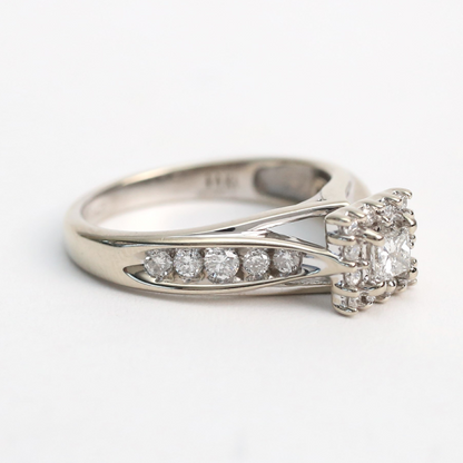 Inel Logodnă cu Diamante din Aur Alb 14k