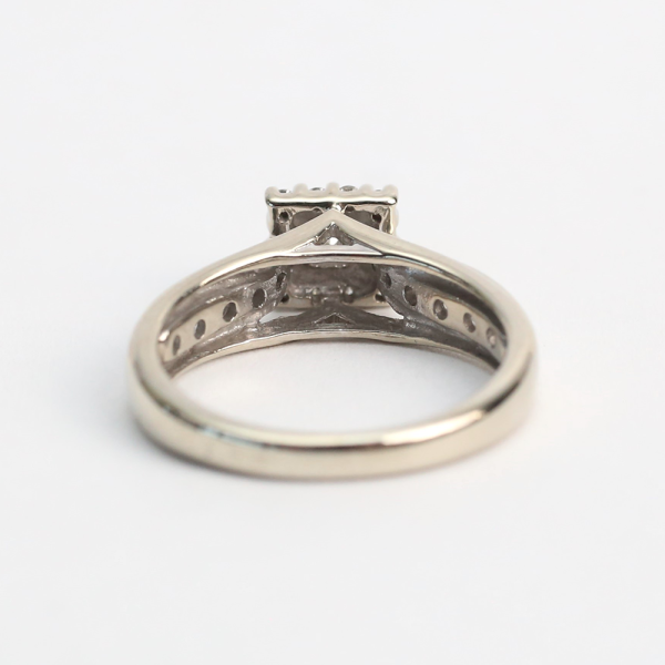 Inel Logodnă cu Diamante din Aur Alb 14k