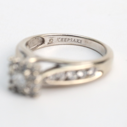 Inel Logodnă cu Diamante din Aur Alb 14k