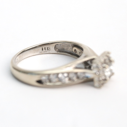 Inel Logodnă cu Diamante din Aur Alb 14k