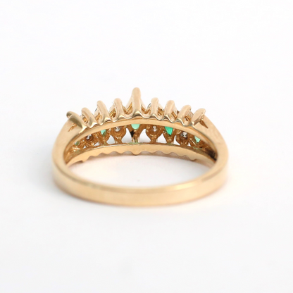 Inel cu Smarald Și Diamante din Aur Galben 14k