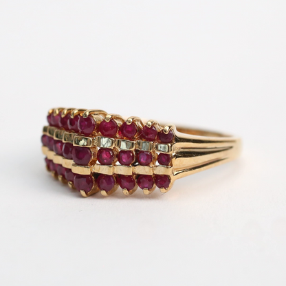 Inel cu Rubine din Aur Galben 14k